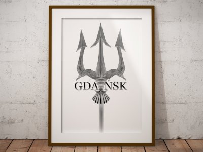 Projekty graficzne - plakat szkicowany ręcznie z motywem Gdańska